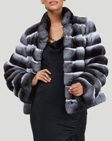Classic Chinchilla Fur Jacket | Gray