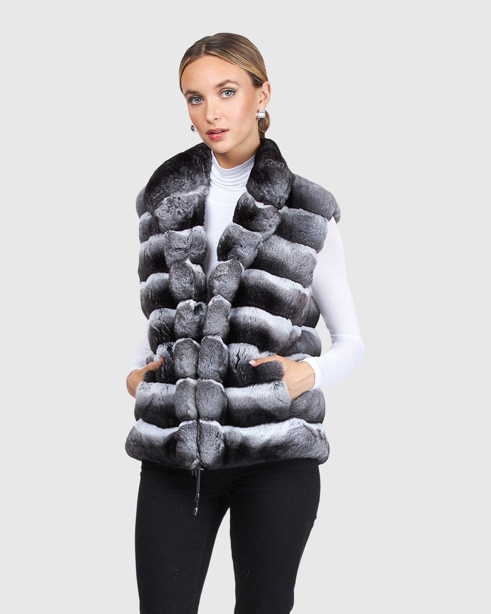 Classic Chinchilla Fur Vest | Gray