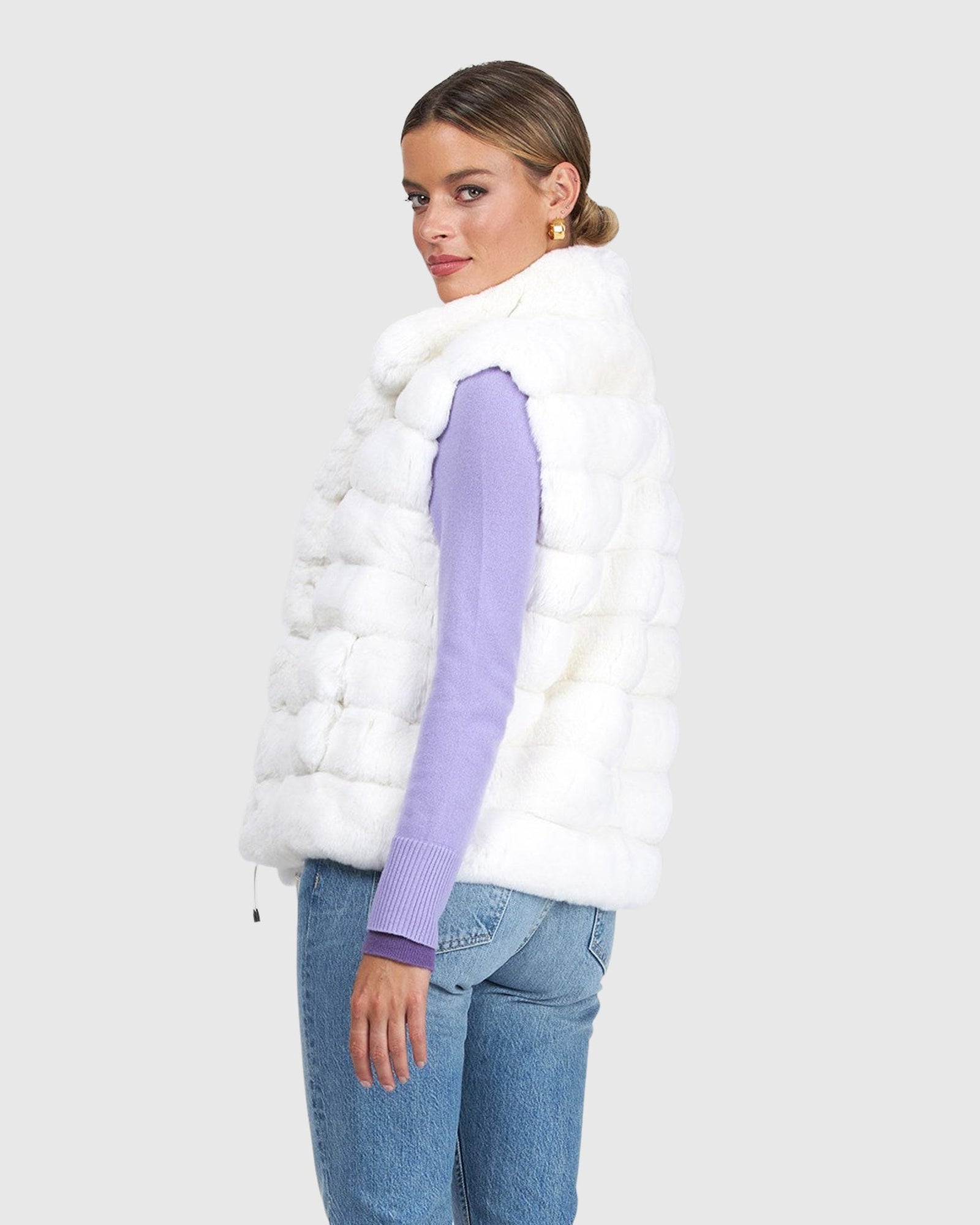 (PRE-ORDER) Classic Chinchilla Fur Vest | White