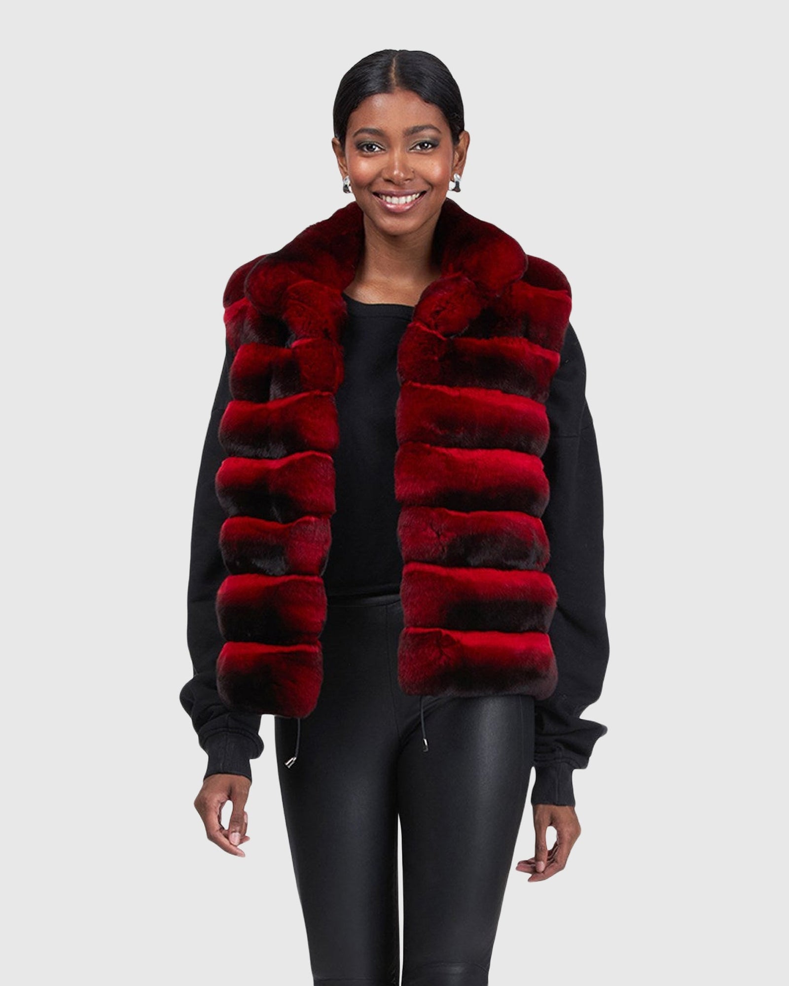 Classic Chinchilla Fur Vest | Red