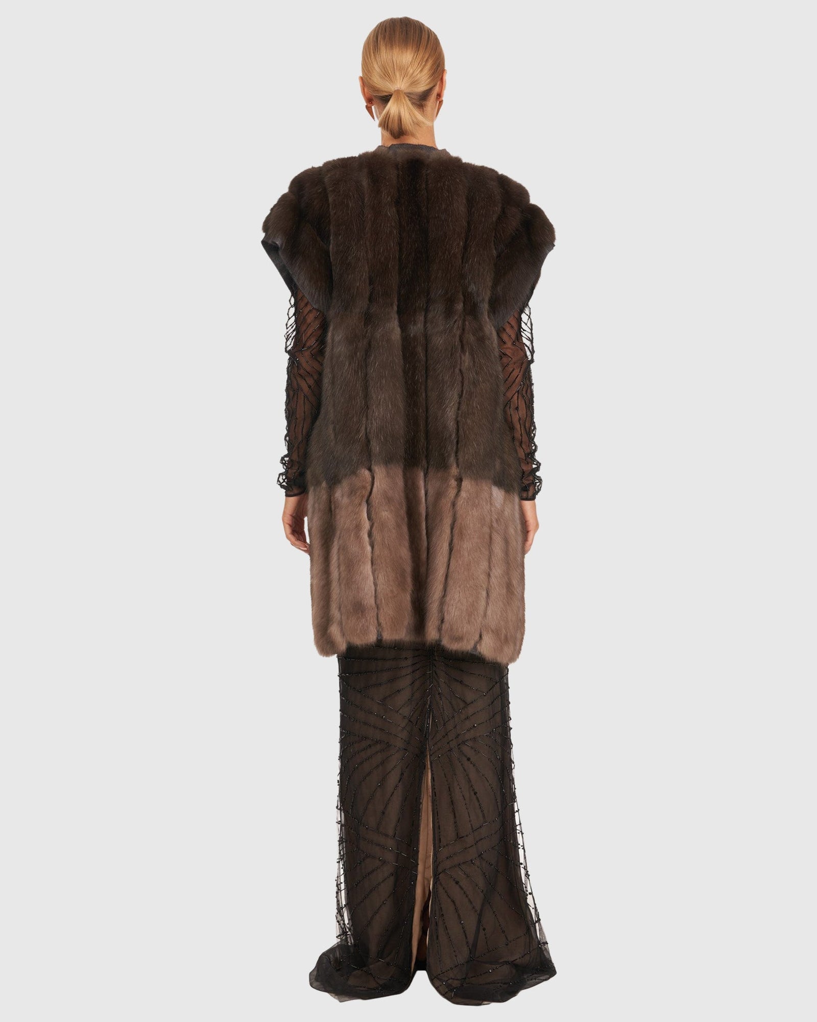 Color Block Sable Vest | Brown/Smoke