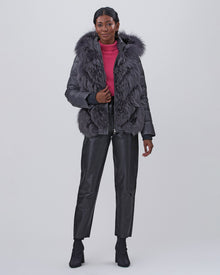 Convertible Fox Down Filled Zip Parka-Vest | Women | Charcoal