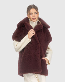 Curly Shearling Lamb Reversible Vest | Burgundy/Burgundy
