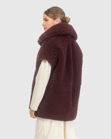Curly Shearling Lamb Reversible Vest | Burgundy/Burgundy