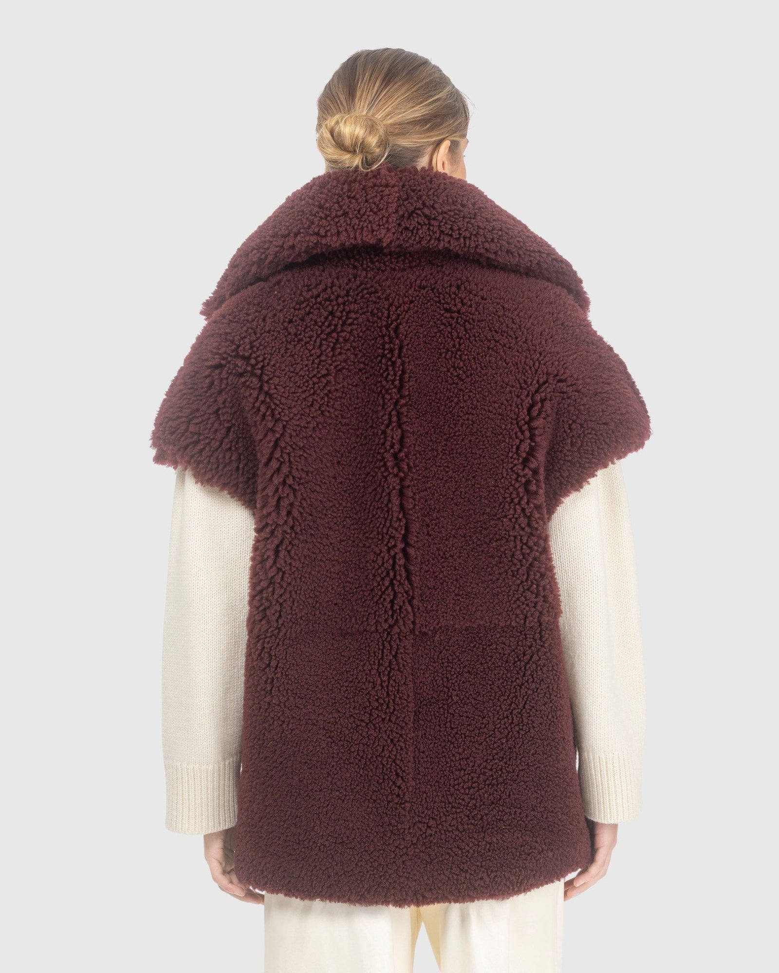 Curly Shearling Lamb Reversible Vest | Burgundy/Burgundy