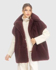 Curly Shearling Lamb Reversible Vest | Burgundy/Burgundy