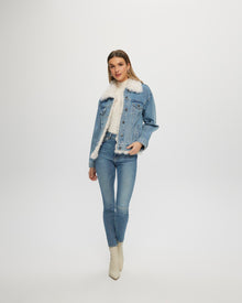 Jacket With Select Lamb Trim | Women | Denim x White