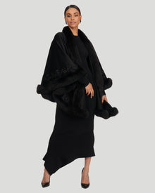 Embroidered Wool And Cashmere Cape | Women | Black