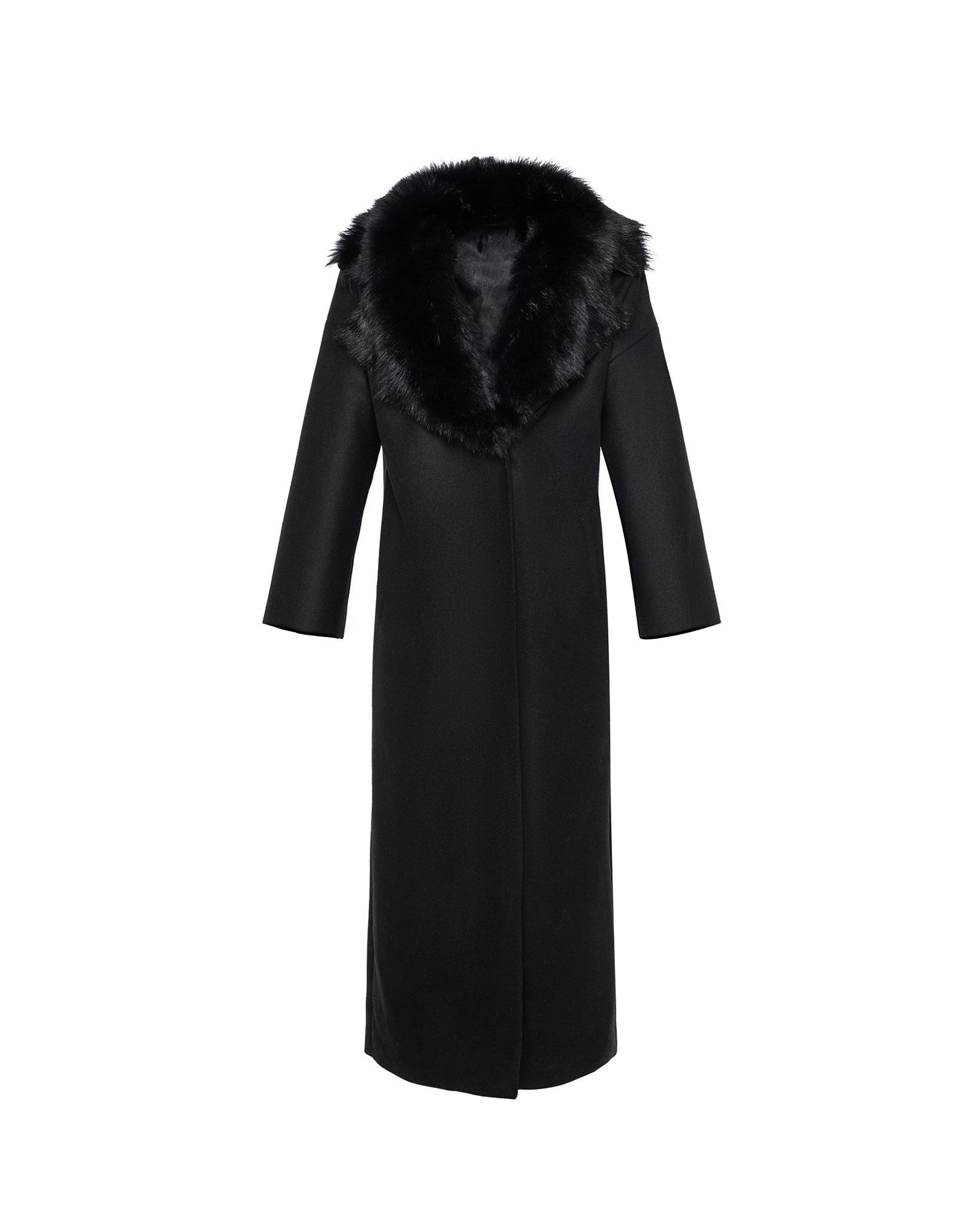 Fabric Coat With Detachable Select Shearling Lamb Collar | Women | Black