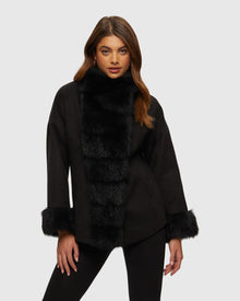 Fabric Jacket With Toscana Lamb Tuxedo And Cuffs | Black