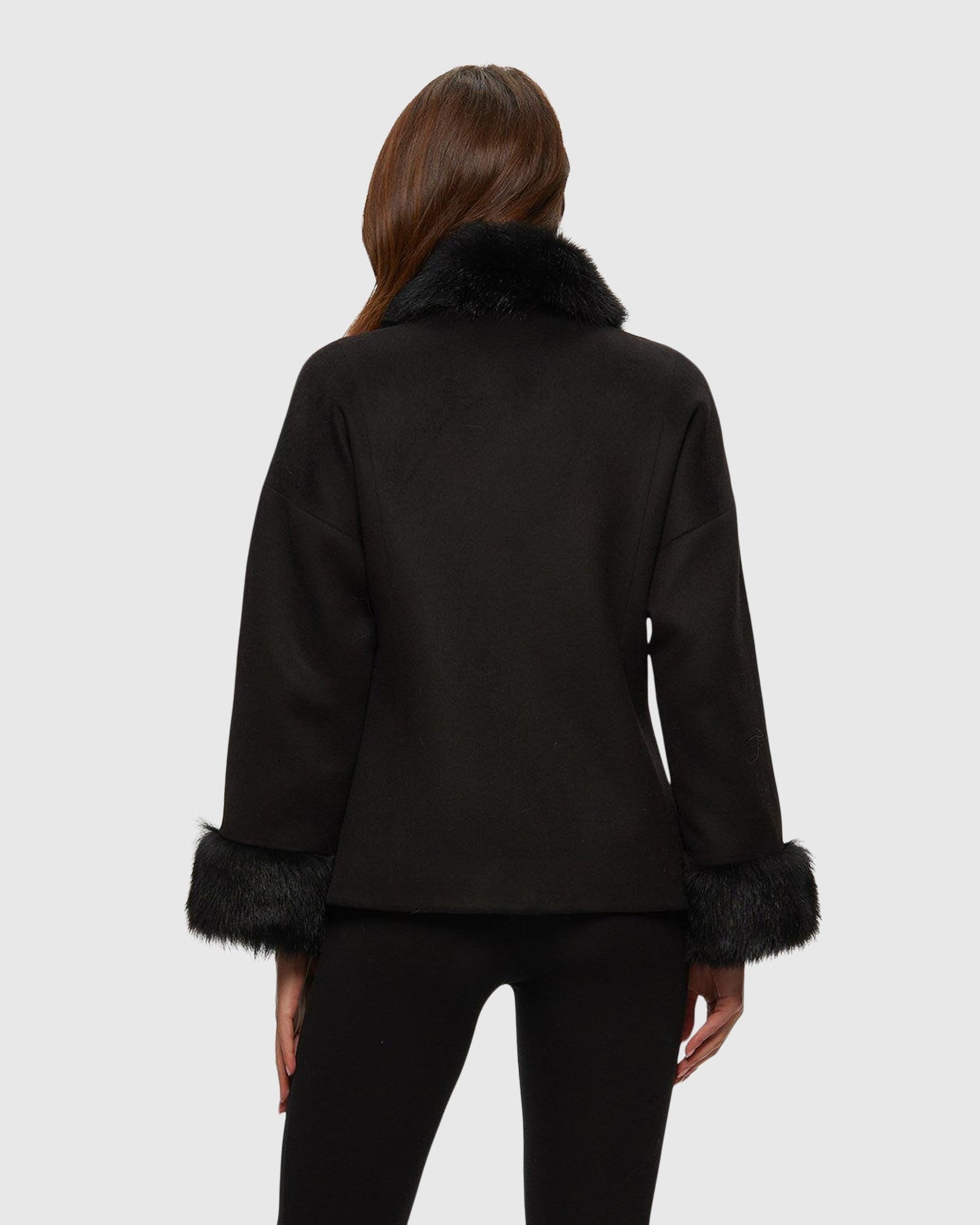 Fabric Jacket With Toscana Lamb Tuxedo And Cuffs | Black