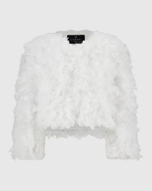 Feather Cropped Jacket | White
