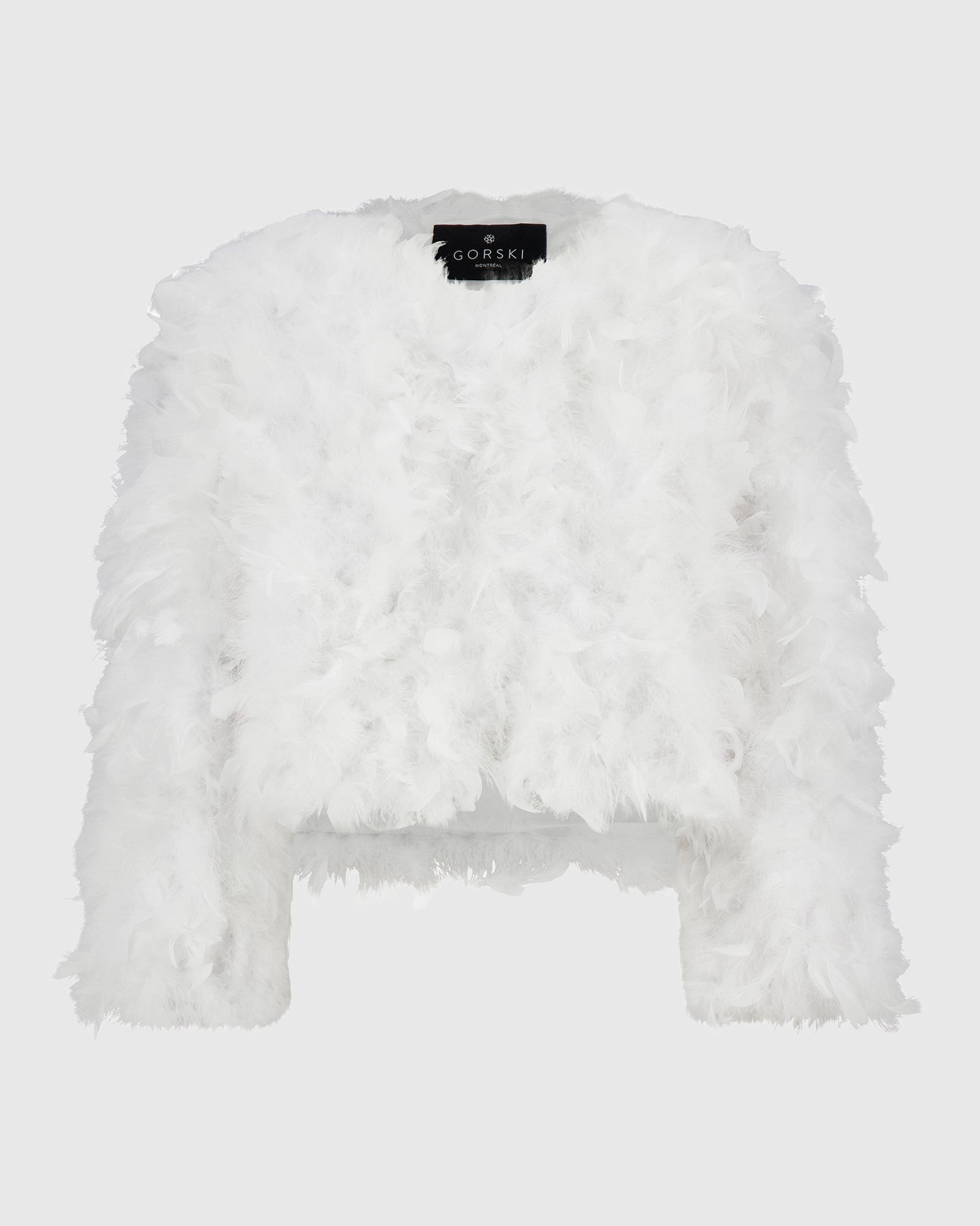 Feather Cropped Jacket | White