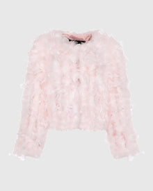 Feather Cropped Jacket | Pink