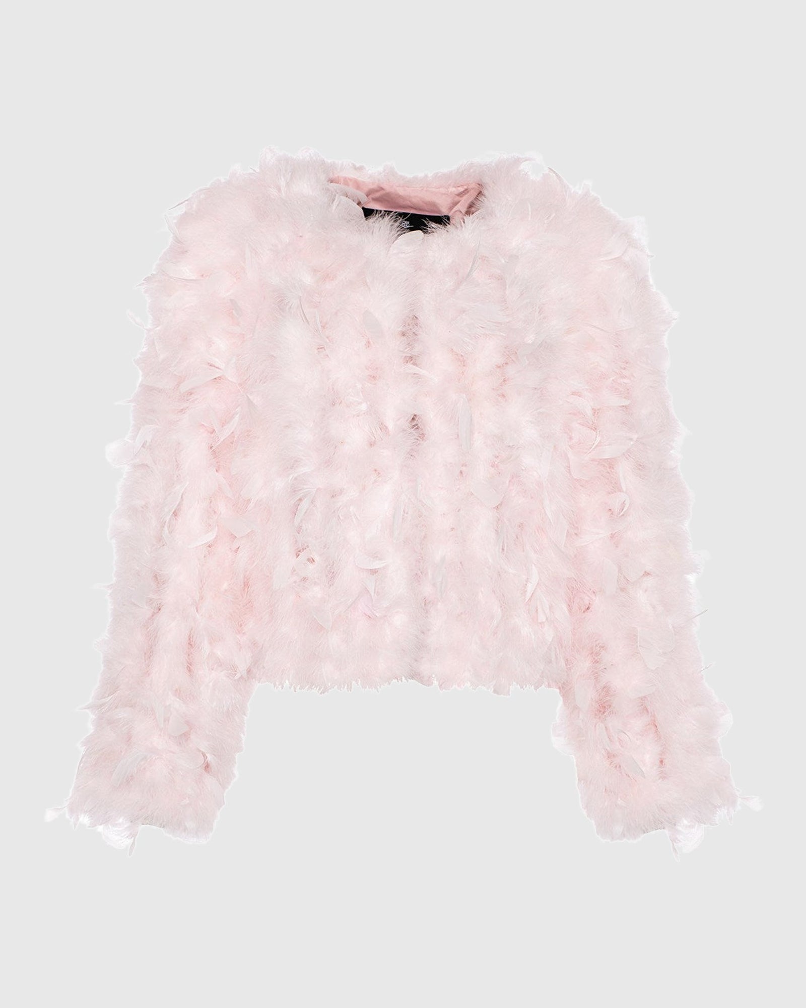 Feather Cropped Jacket | Pink