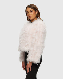 Feather Cropped Jacket | Pink