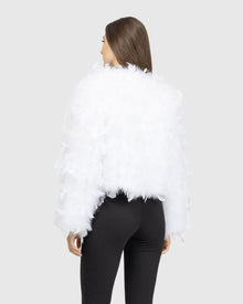 Feather Cropped Jacket | White