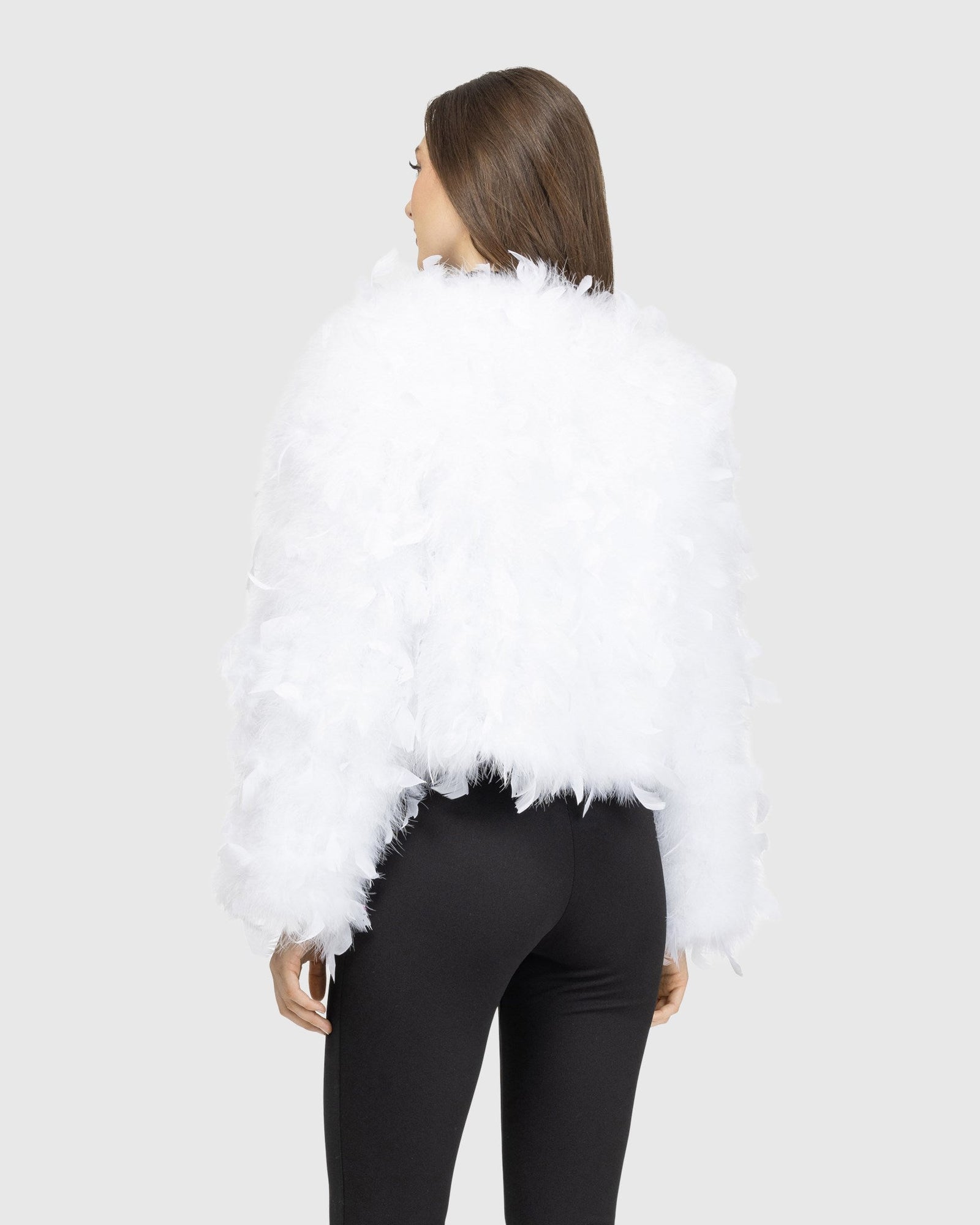 Feather Cropped Jacket | White