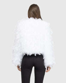 Feather Cropped Jacket | White