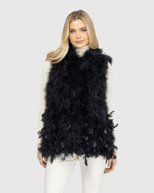 Feather Hooded Vest | Black