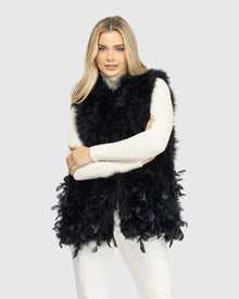 Feather Hooded Vest | Black