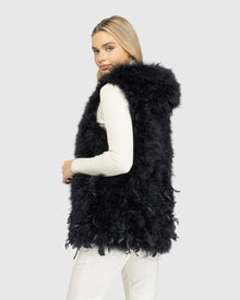 Feather Hooded Vest | Black