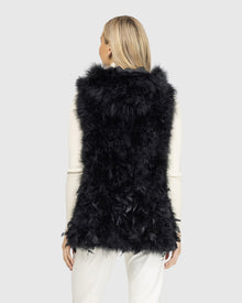 Feather Hooded Vest | Black