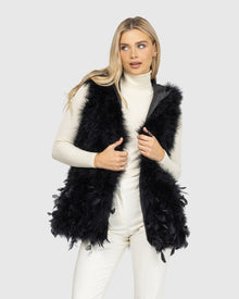 Feather Hooded Vest | Black