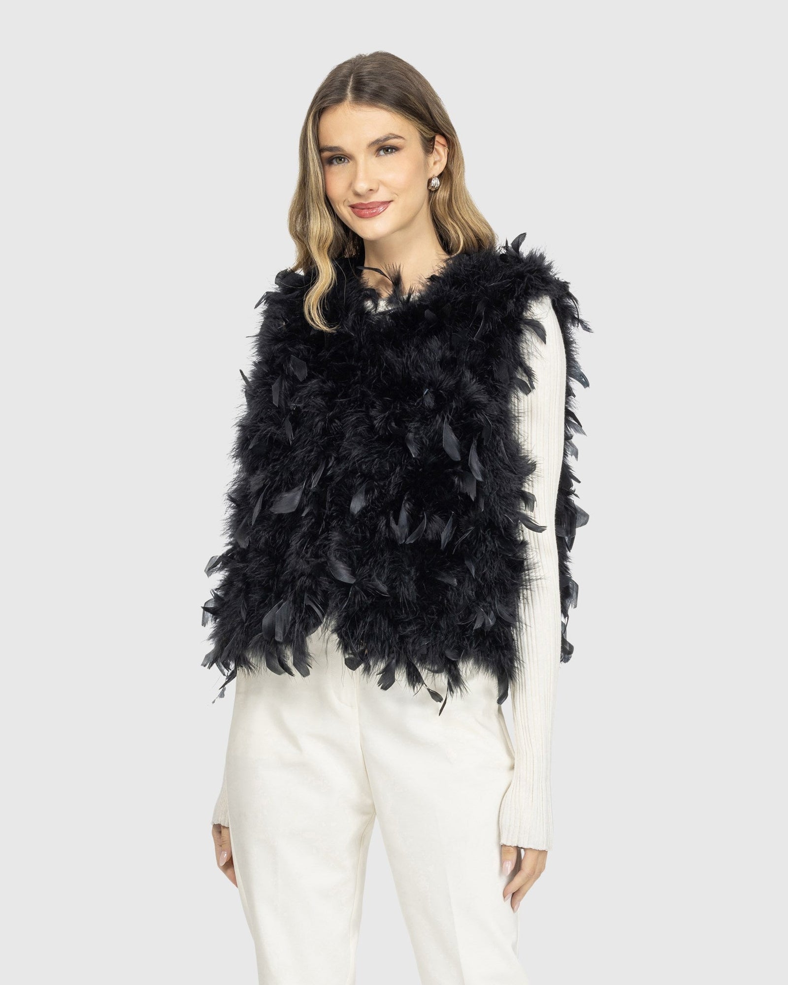 Feathered Vest | Black