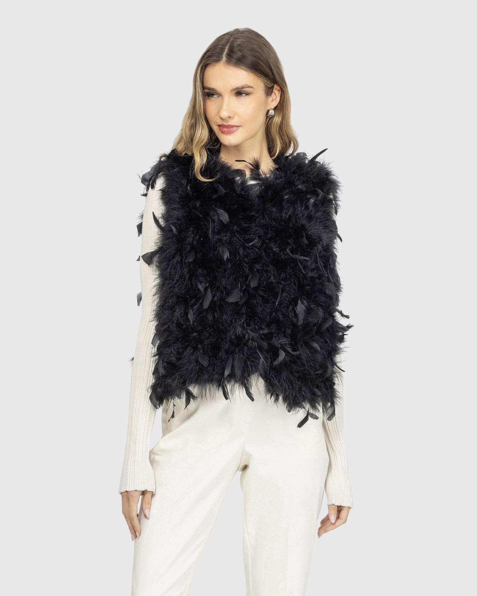 Feathered Vest | Black