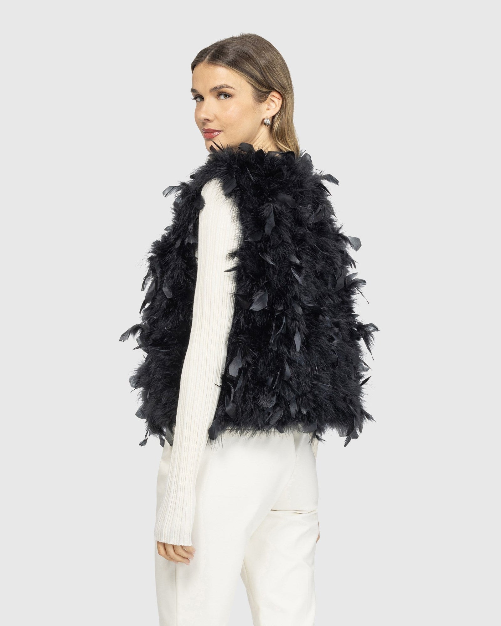 Feathered Vest | Black