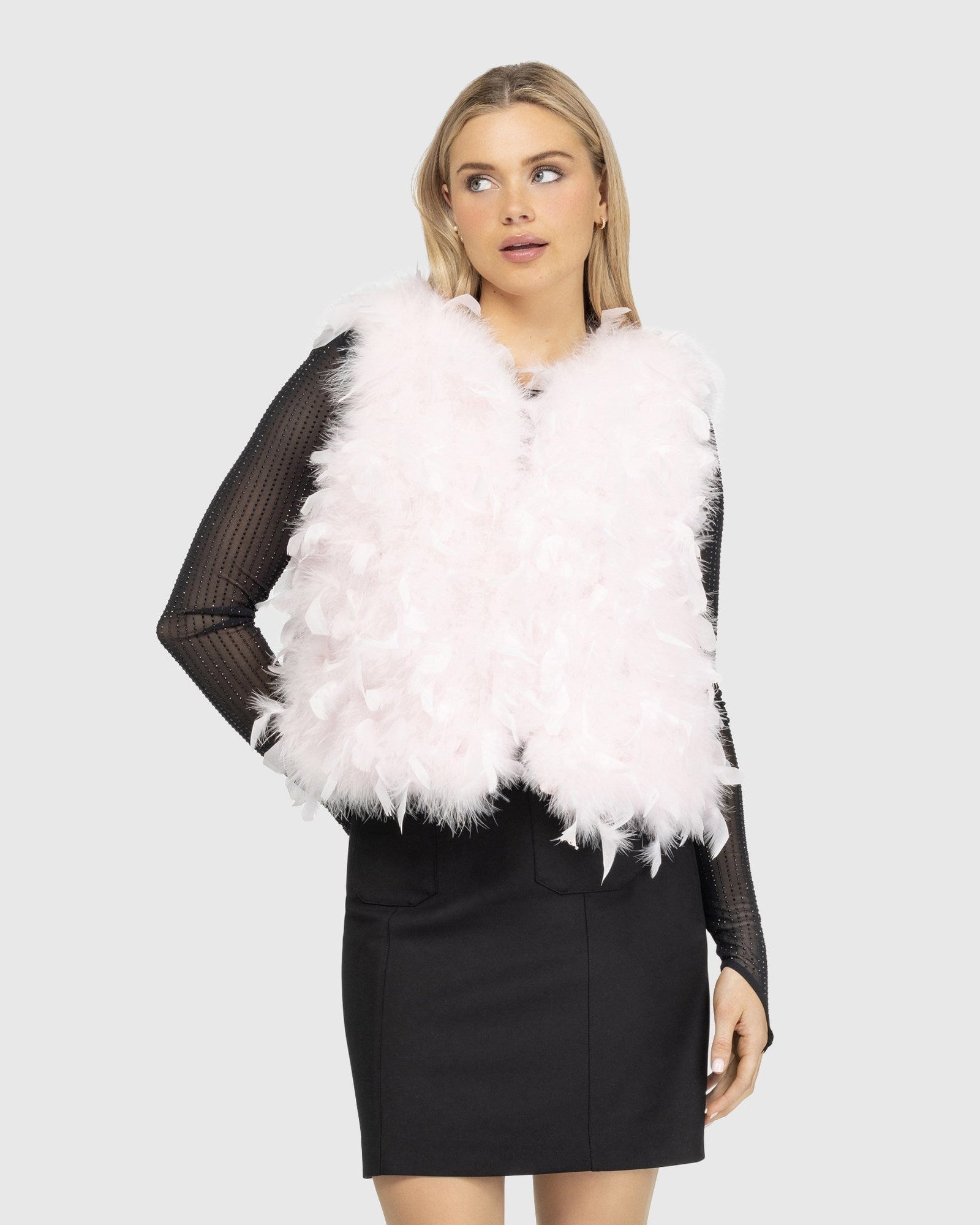 Feathered Vest | Pink