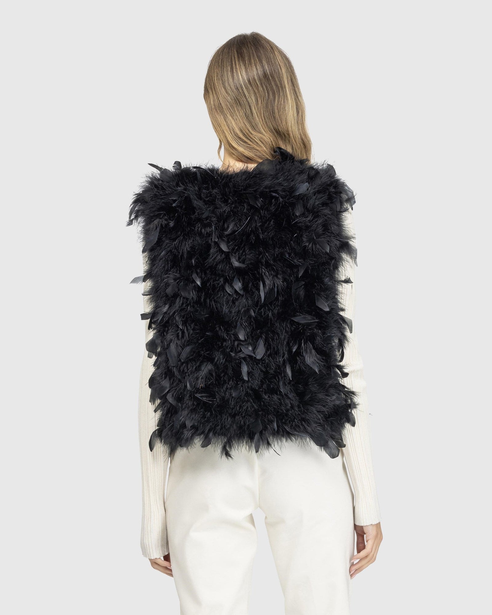 Feathered Vest | Black