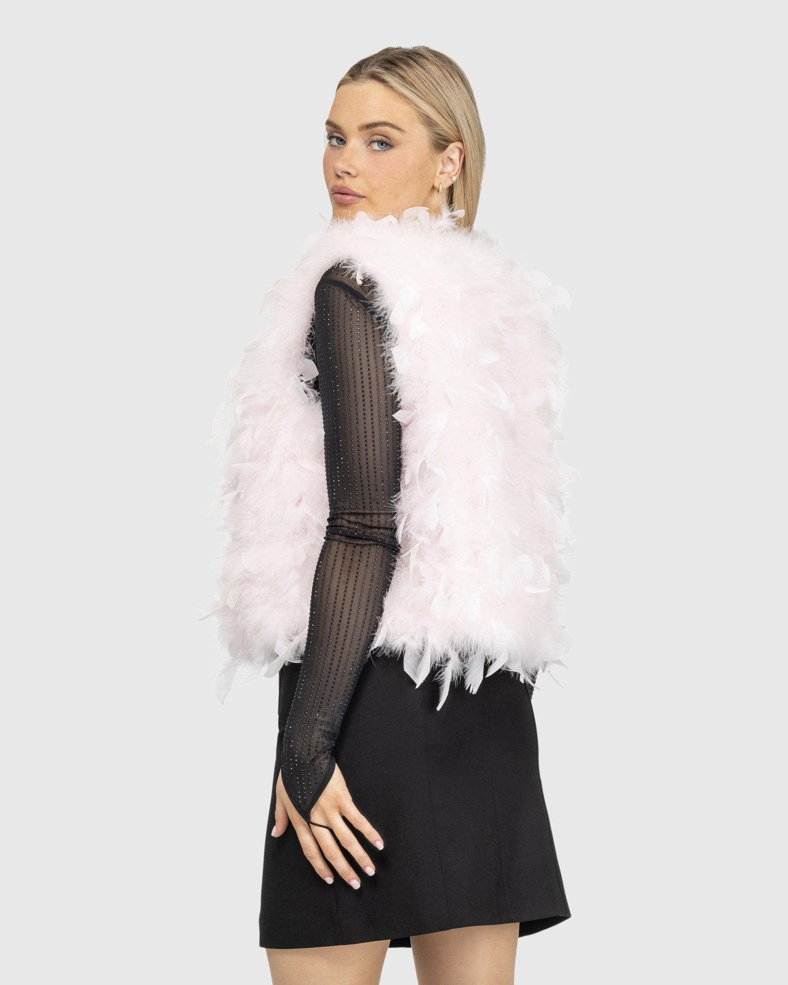 Feathered Vest | Pink