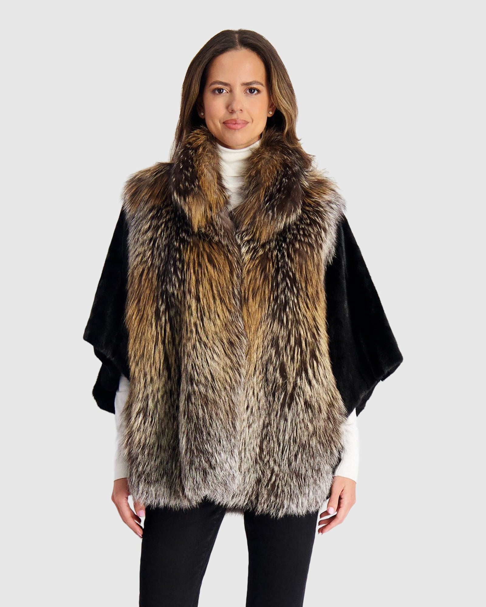 Fox Jacket With Mink Sleeves | Gold Cross