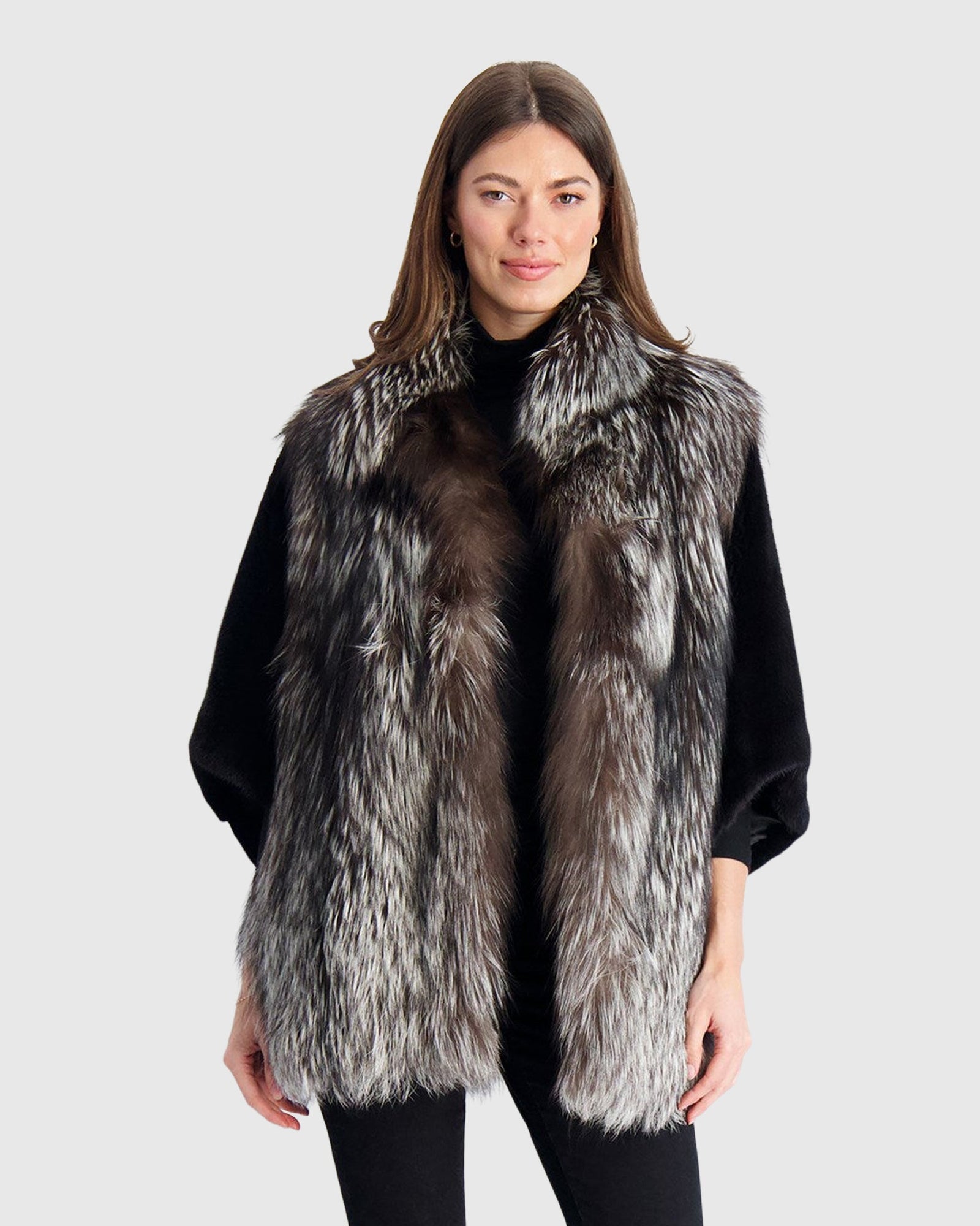 Fox Jacket With Mink Sleeves | Silver Fox/Black