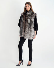 Jacket With Mink Sleeves | Women | Silver Fox x Black