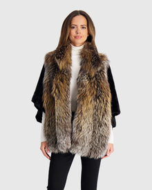 Fox Jacket With Mink Sleeves | Gold Cross