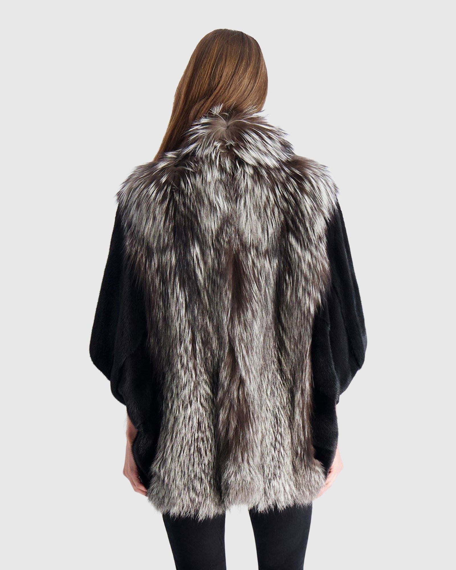 Fox Jacket With Mink Sleeves | Silver Fox/Black