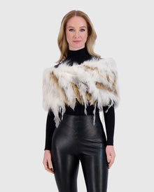 Fox Strip Circular Donut With Organza Leaves | Arctic Marble/Golden