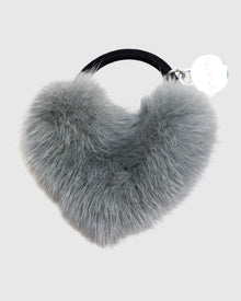 Hair Elastic With Heart Shaped Mink Fur Pompom | Gray