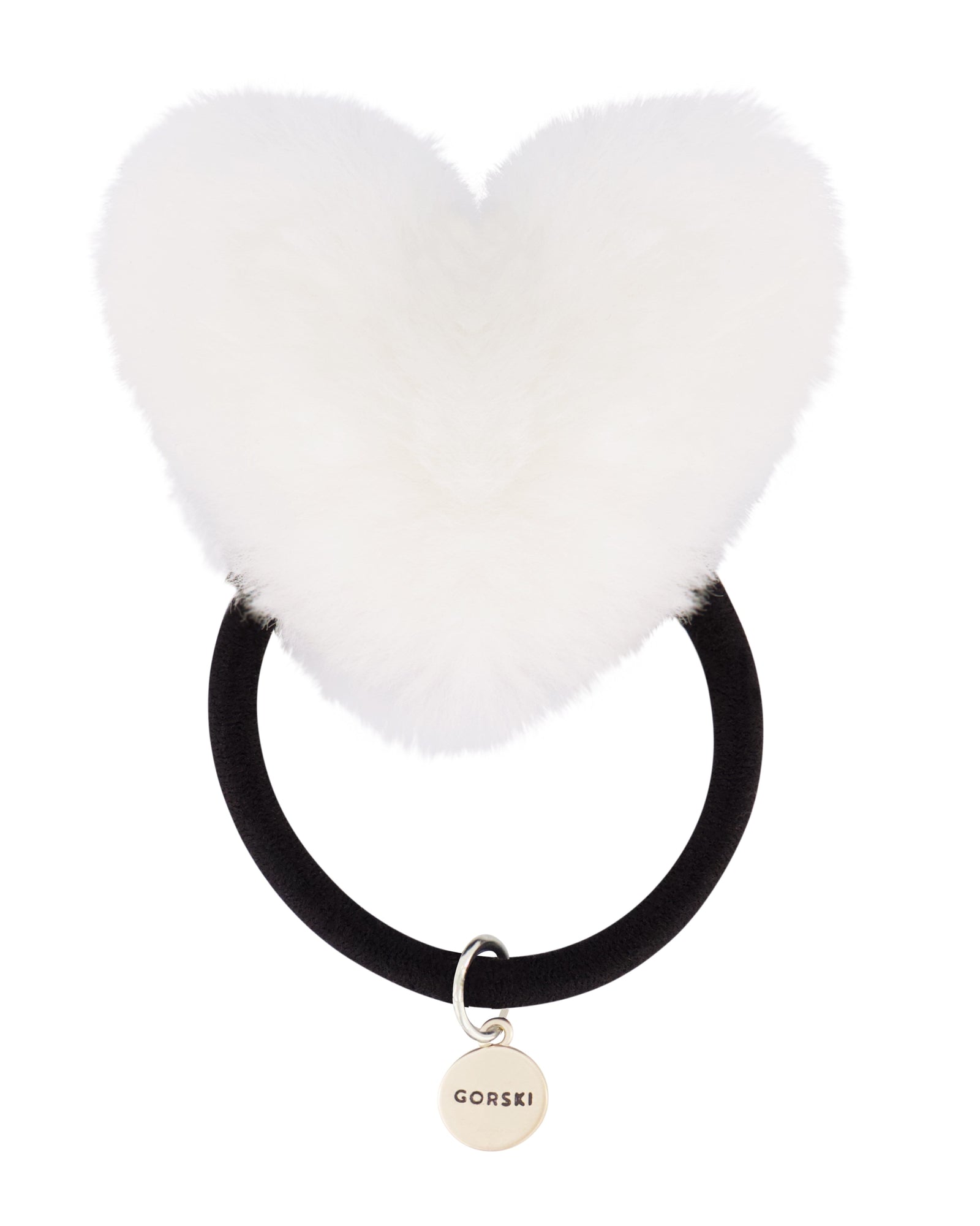 Hair Elastic With Heart Shaped Shearling Lamb Pompom | Women | White