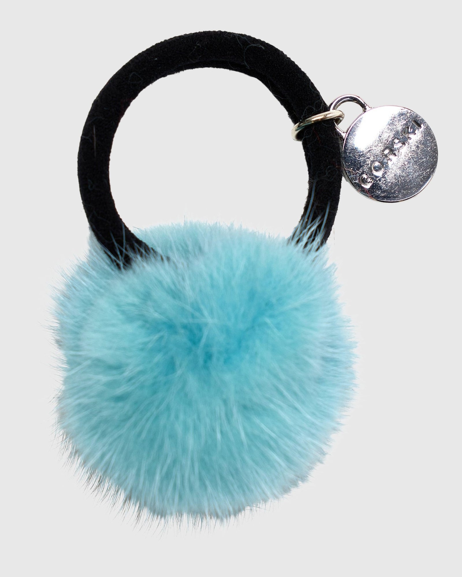 Hair Elastic With Mink Fur Pompom | Blue