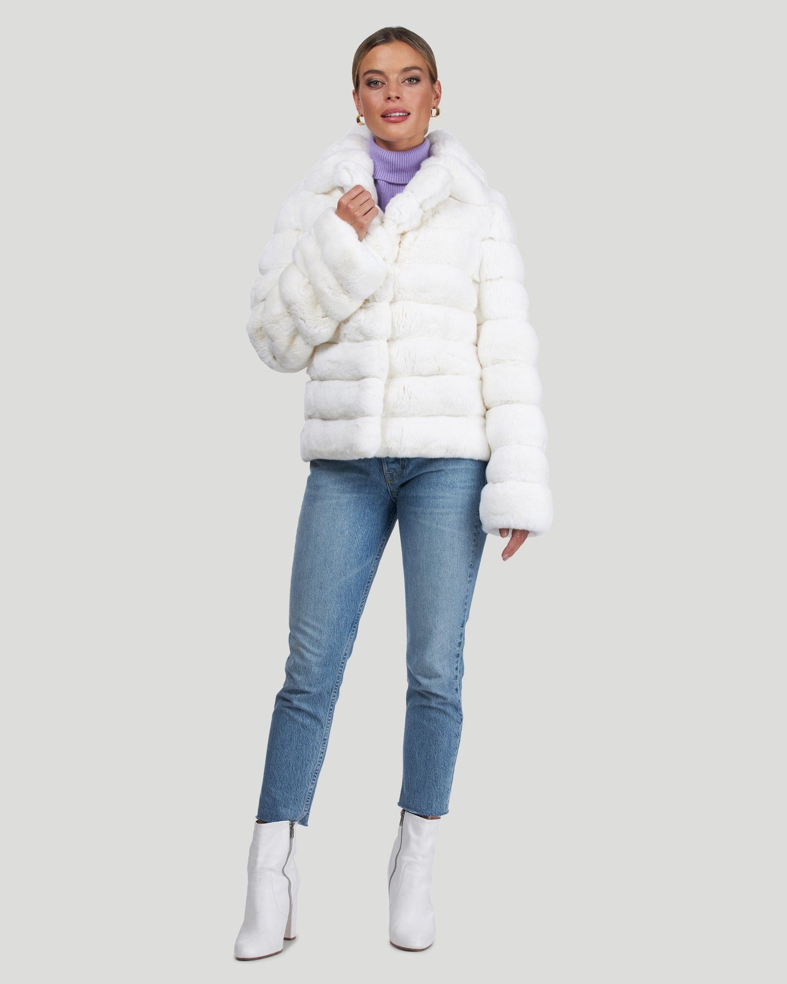 (PRE-ORDER) Horizontal Chinchilla Jacket | White