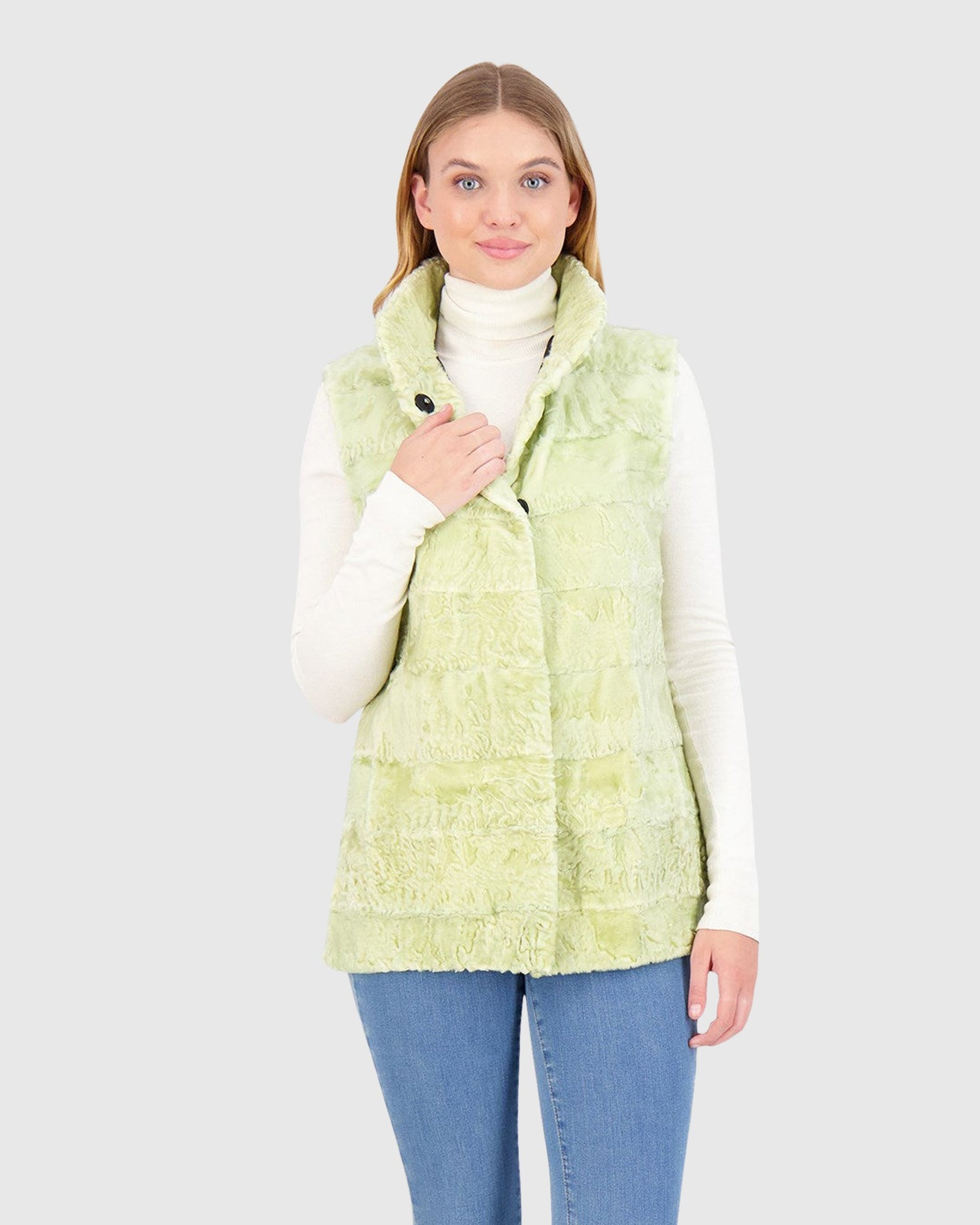 Horizontal Lamb Vest | Light Green
