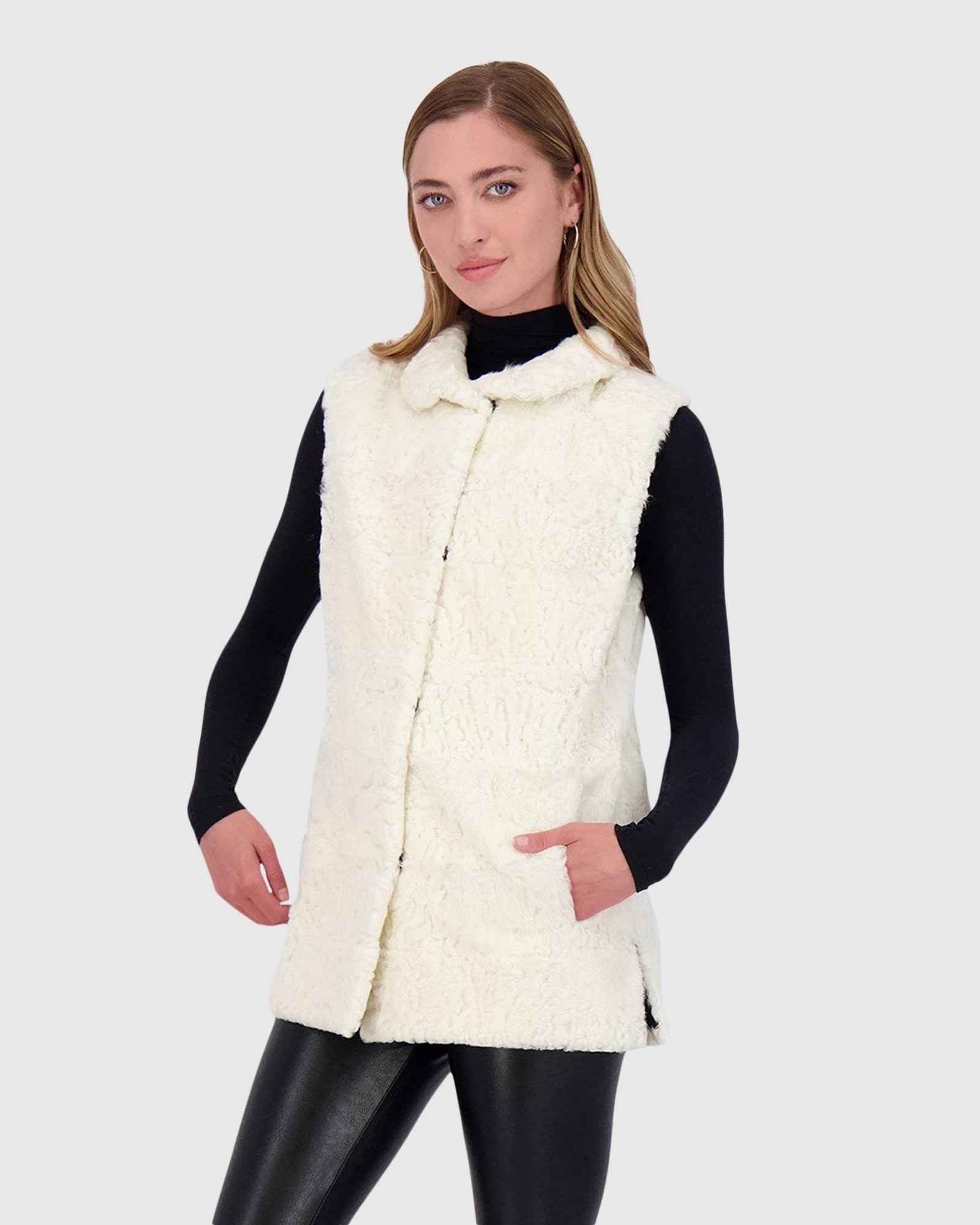 Horizontal Lamb Vest | Beige