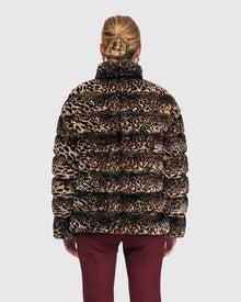 Horizontal Mink Jacket, Reversible To Down | Animal Print/Black