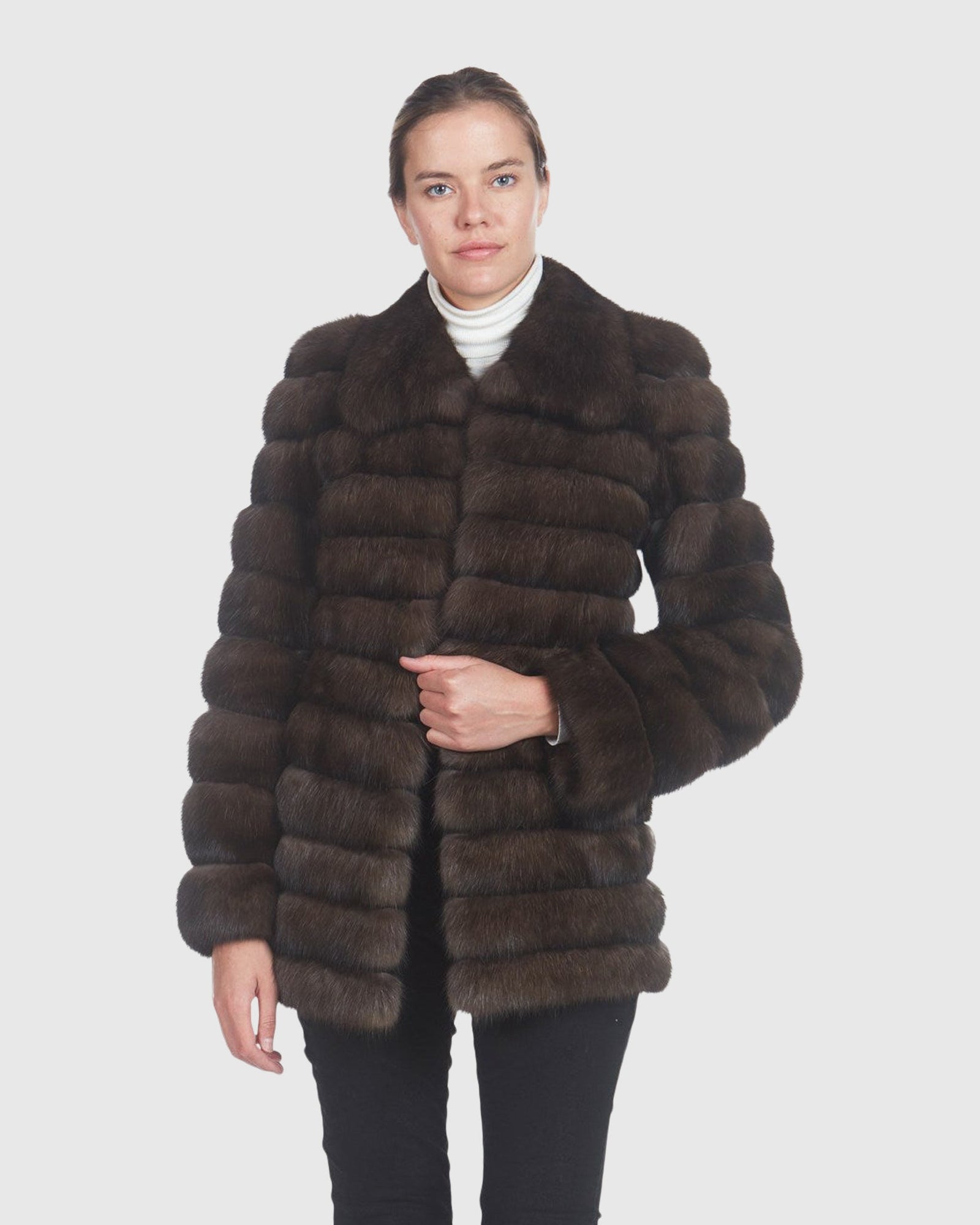 Horizontal Russian Sable Jacket | Natural