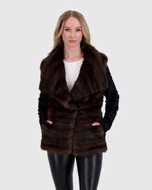 Horizontal Sable Jacket With Lamb Sleeves | Brown