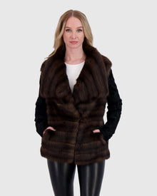 Horizontal Sable Jacket With Lamb Sleeves | Natural